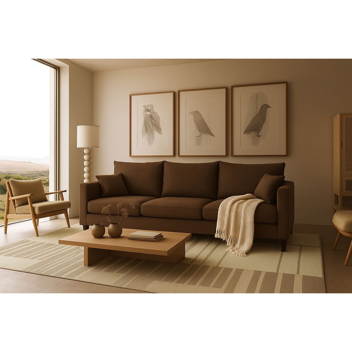 CASA WOW DECO - Sofá 3 Cuerpos Filipa Café Tela – Confort y Estilo para tu Hogar