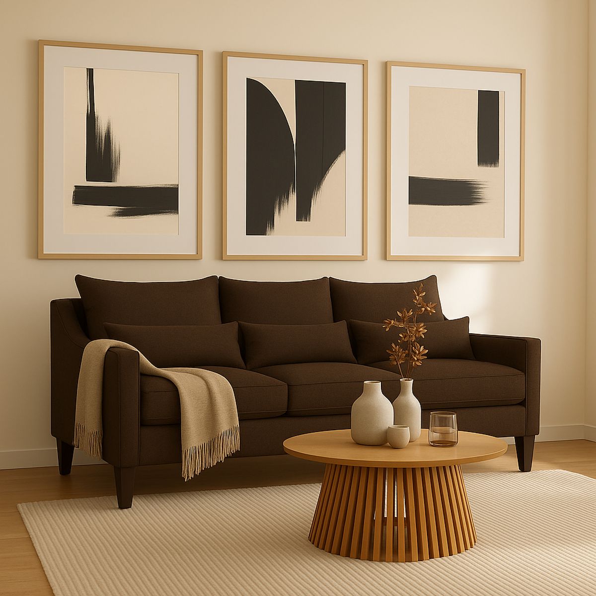 CASA WOW DECO - Sofá 3 Cuerpos Fiore Café Tela – Confort y Estilo para tu Hogar