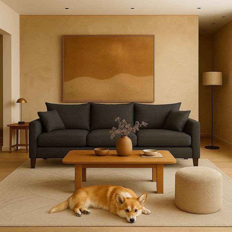 CASA WOW DECO - Sofá 3 Cuerpos Fiore Gris Oscuro Tela  Confort y Estilo para tu Hogar