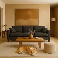 CASA WOW DECO - Sofá 3 Cuerpos Fiore Gris Oscuro Tela – Confort y Estilo para tu Hogar