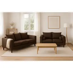 CASA WOW DECO - Sofá 3 y 2 Cuerpos Fager en Tela Cafe, Set para Living