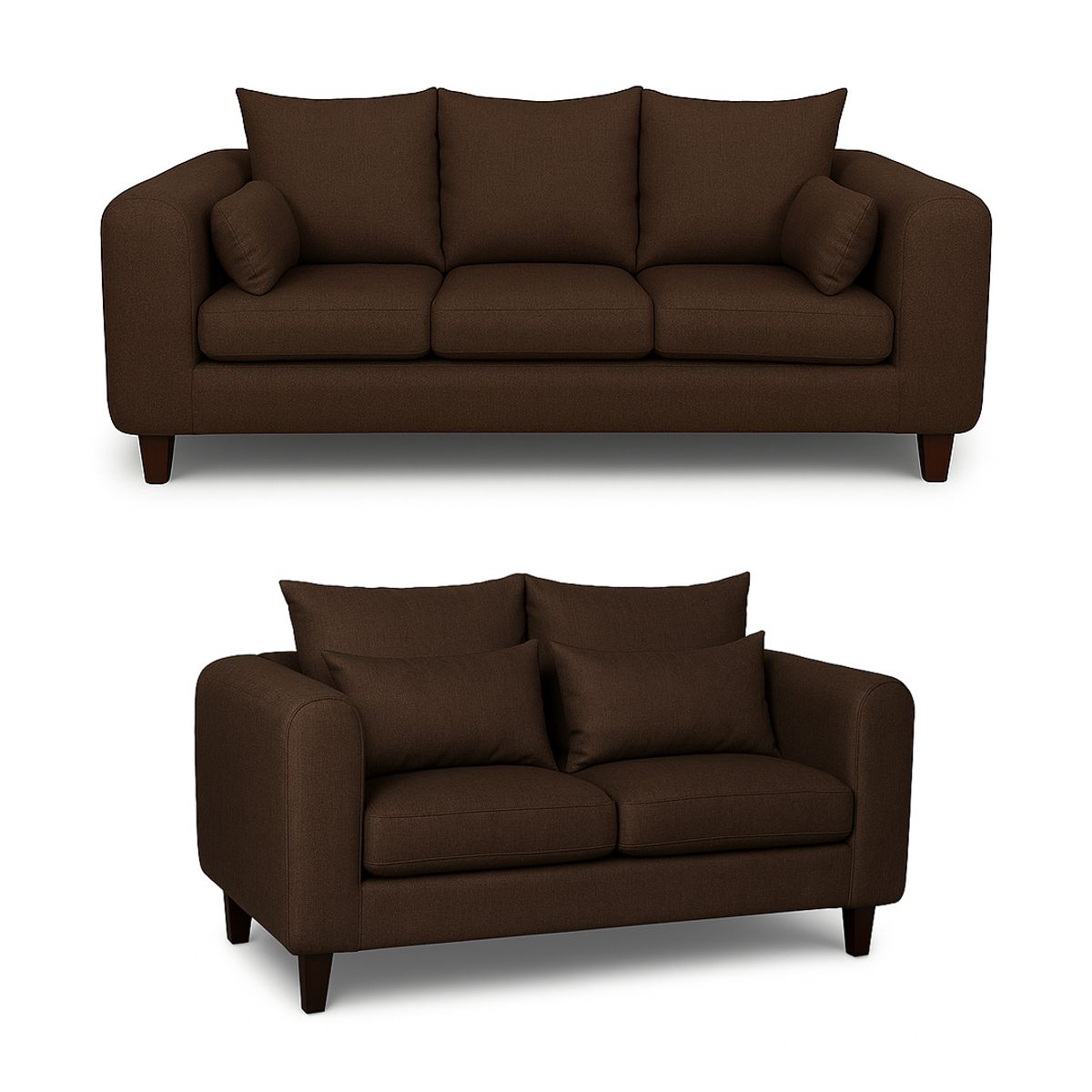 CASA WOW DECO - Sofá 3 y 2 Cuerpos Fager en Tela Cafe, Set para Living