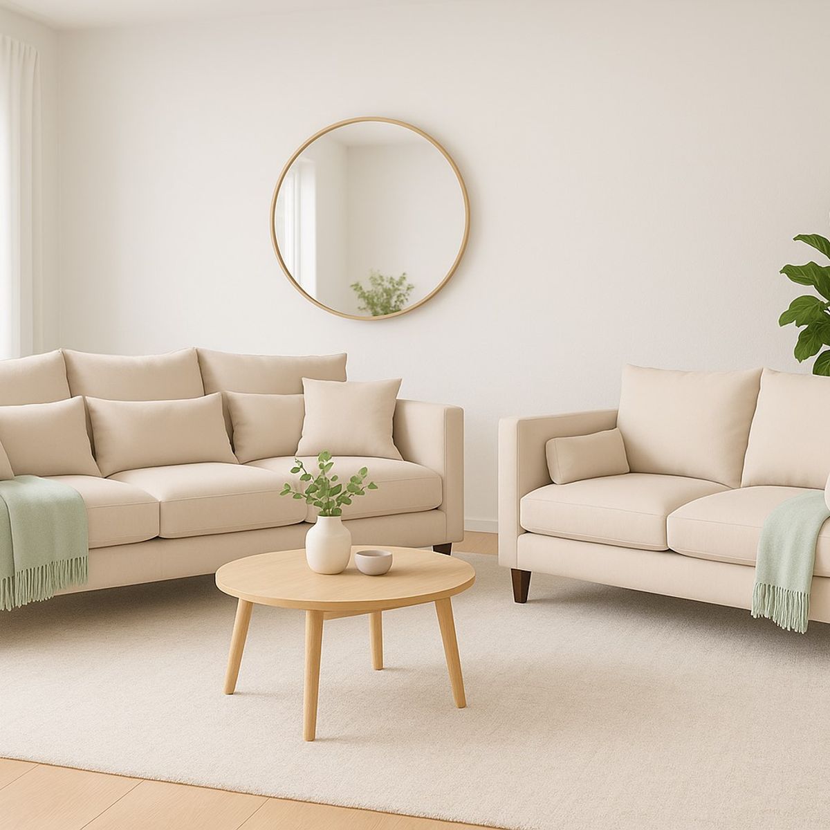 CASA WOW DECO - Sofá 3 y 2 Cuerpos Falk en Tela  Beige, Set para Living