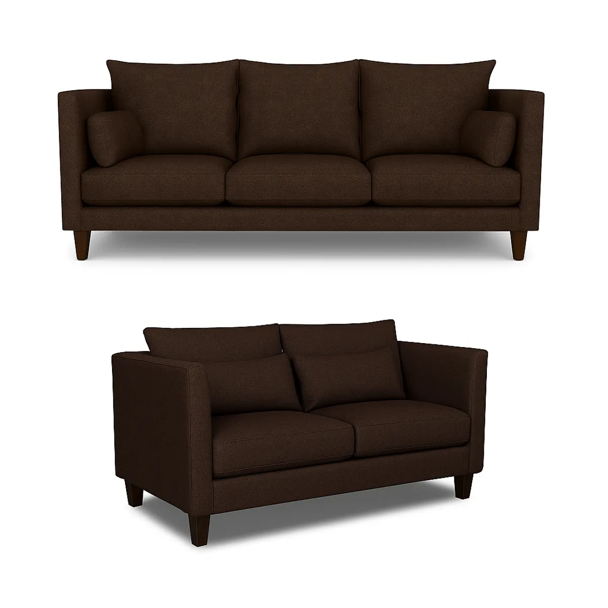 CASA WOW DECO - Sofá 3 y 2 Cuerpos Falk en Tela Cafe, Set para Living