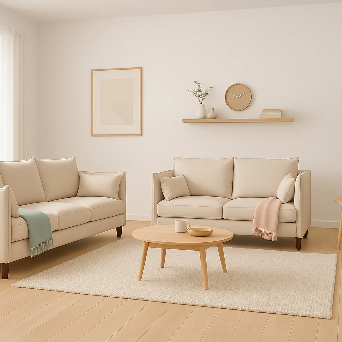 CASA WOW DECO - Sofá 3 y 2 Cuerpos Fargo en Tela  Beige, Set para Living