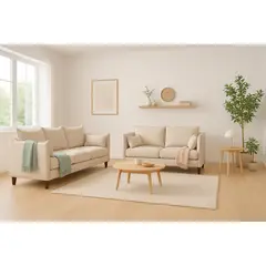 CASA WOW DECO - Sofá 3 y 2 Cuerpos Fargo en Tela Beige Set para Living