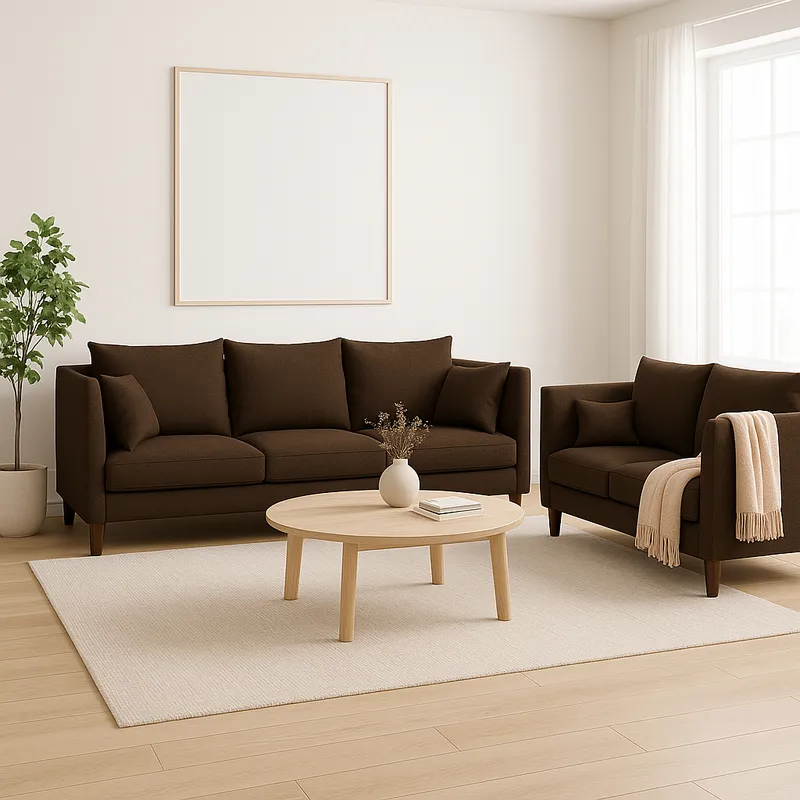 CASA WOW DECO - Sofá 3 y 2 Cuerpos Fargo en Tela Cafe, Set para Living
