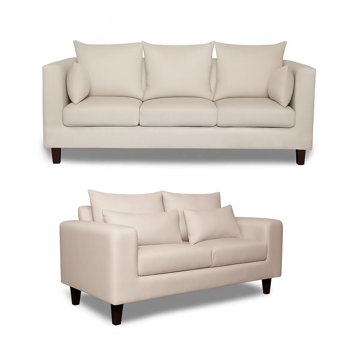 CASA WOW DECO - Sofá 3 y 2 Cuerpos Filipa en Tela  Beige, Set para Living