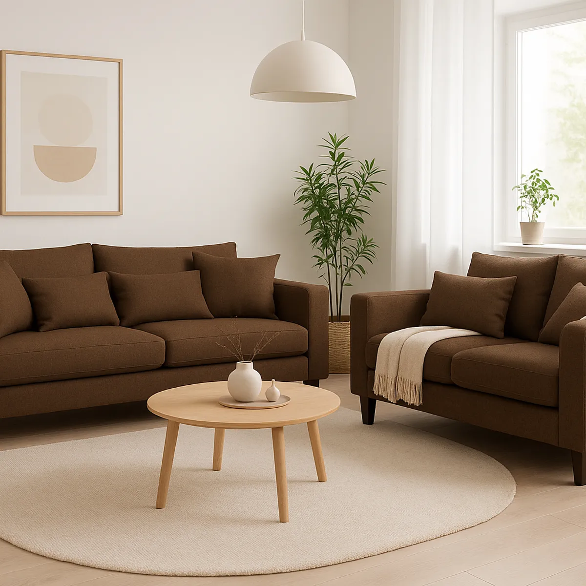 CASA WOW DECO - Sofá 3 y 2 Cuerpos Filipa en Tela Cafe, Set para Living