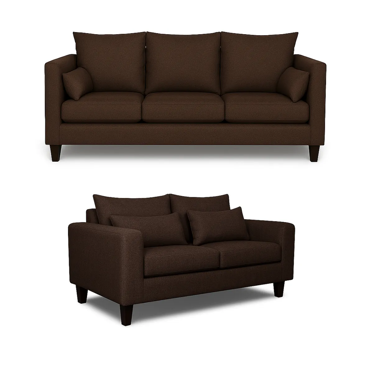 CASA WOW DECO - Sofá 3 y 2 Cuerpos Filipa en Tela Cafe, Set para Living