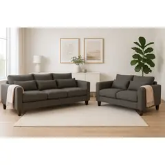 CASA WOW DECO - Sofá 3 y 2 Cuerpos Filipa en Tela gris Set para Living