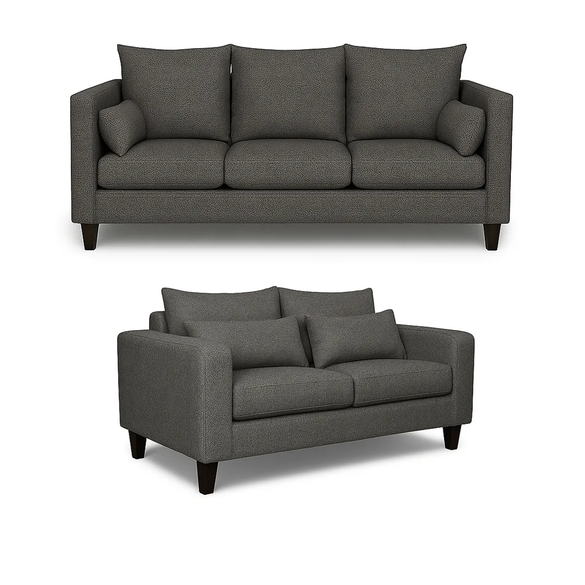 CASA WOW DECO - Sofá 3 y 2 Cuerpos Filipa en Tela gris, Set para Living