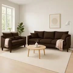 CASA WOW DECO - Sofá 3 y 2 Cuerpos Fiore en Tela gris, Set para Living
