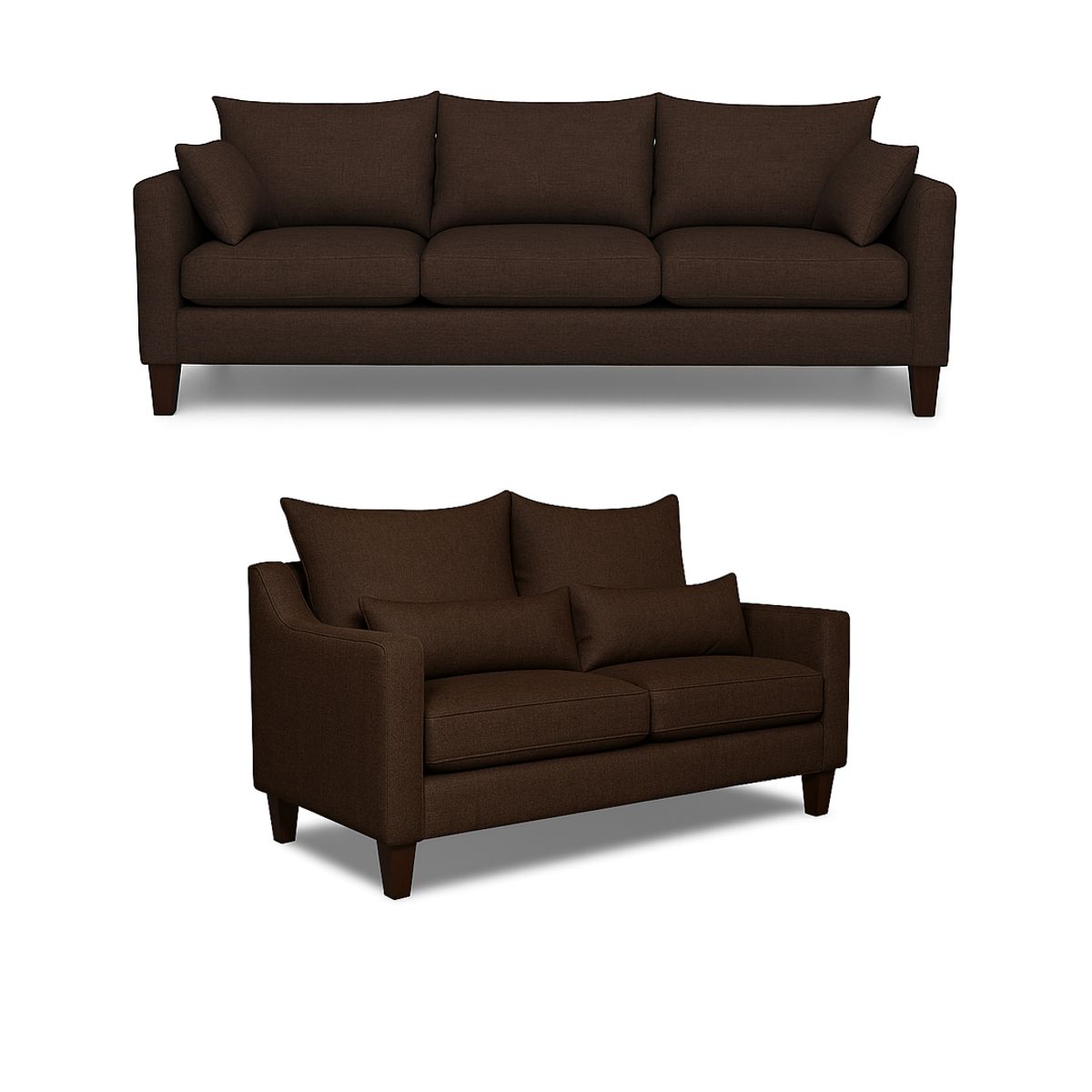 CASA WOW DECO - Sofá 3 y 2 Cuerpos Fiore en Tela Cafe, Set para Living