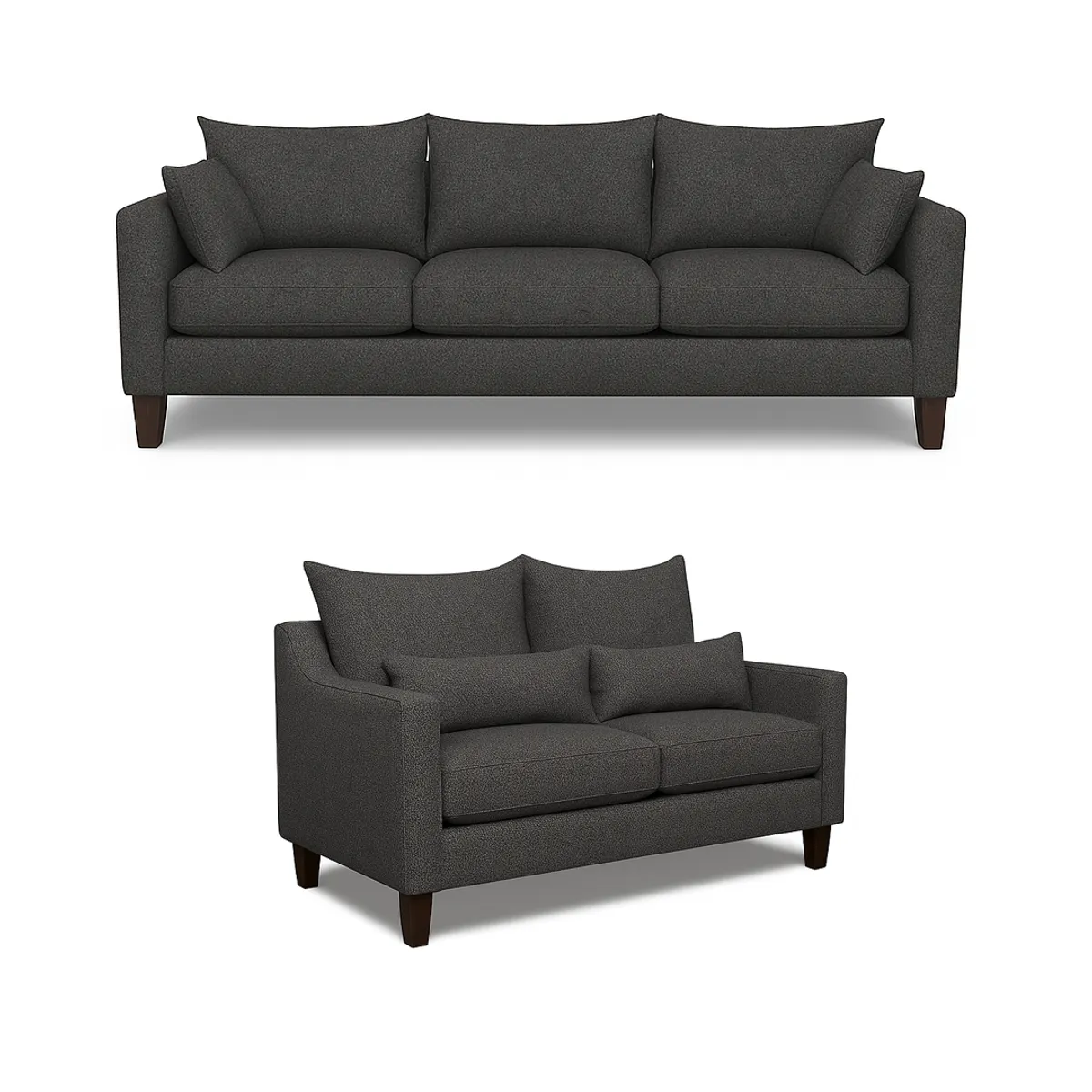 CASA WOW DECO - Sofá 3 y 2 Cuerpos Fiore en Tela gris, Set para Living