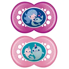 MAM - 2 Chupetes de Silicona Crystal 6 Meses + Rosado