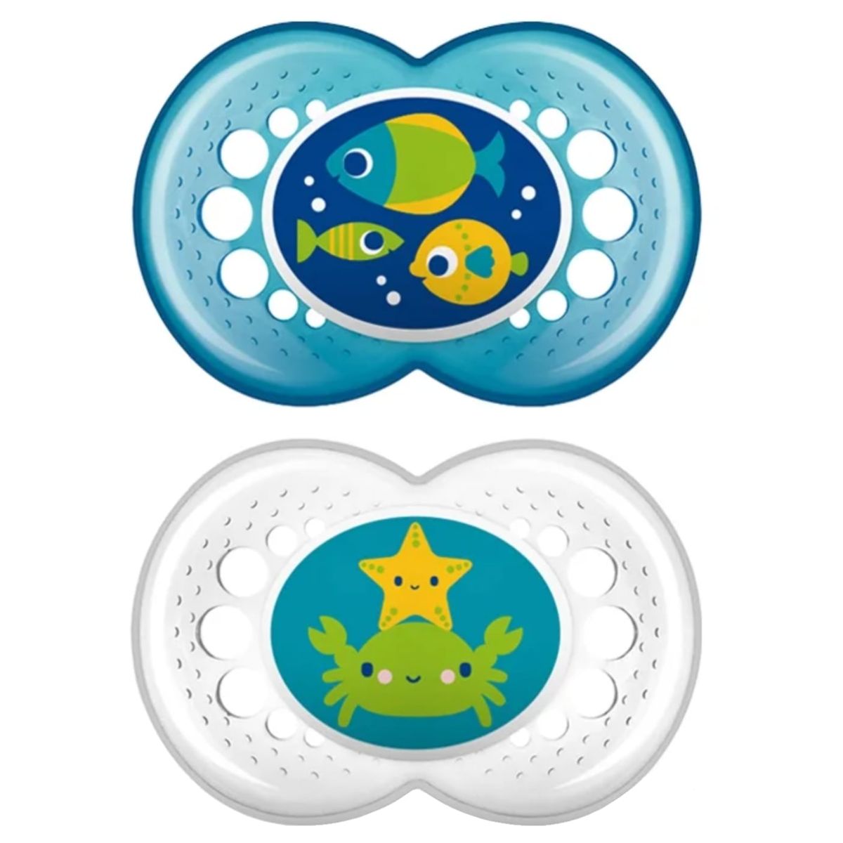 MAM - 2 Chupetes de Silicona MAM Crystal 6 Meses + Verde