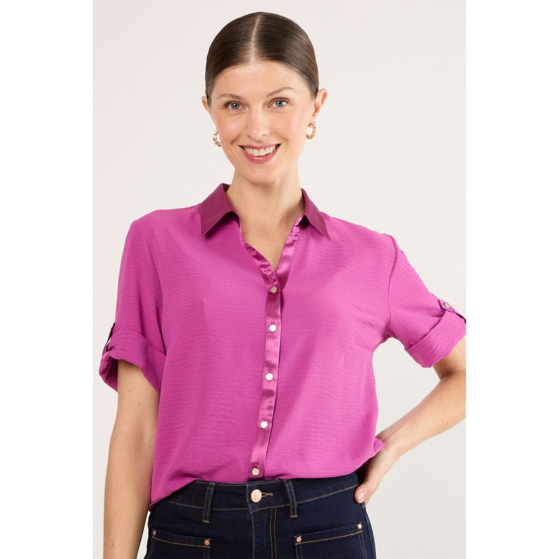 MA GRIFFE - Blusas Manga Corta Mujer Violeta Magriffe