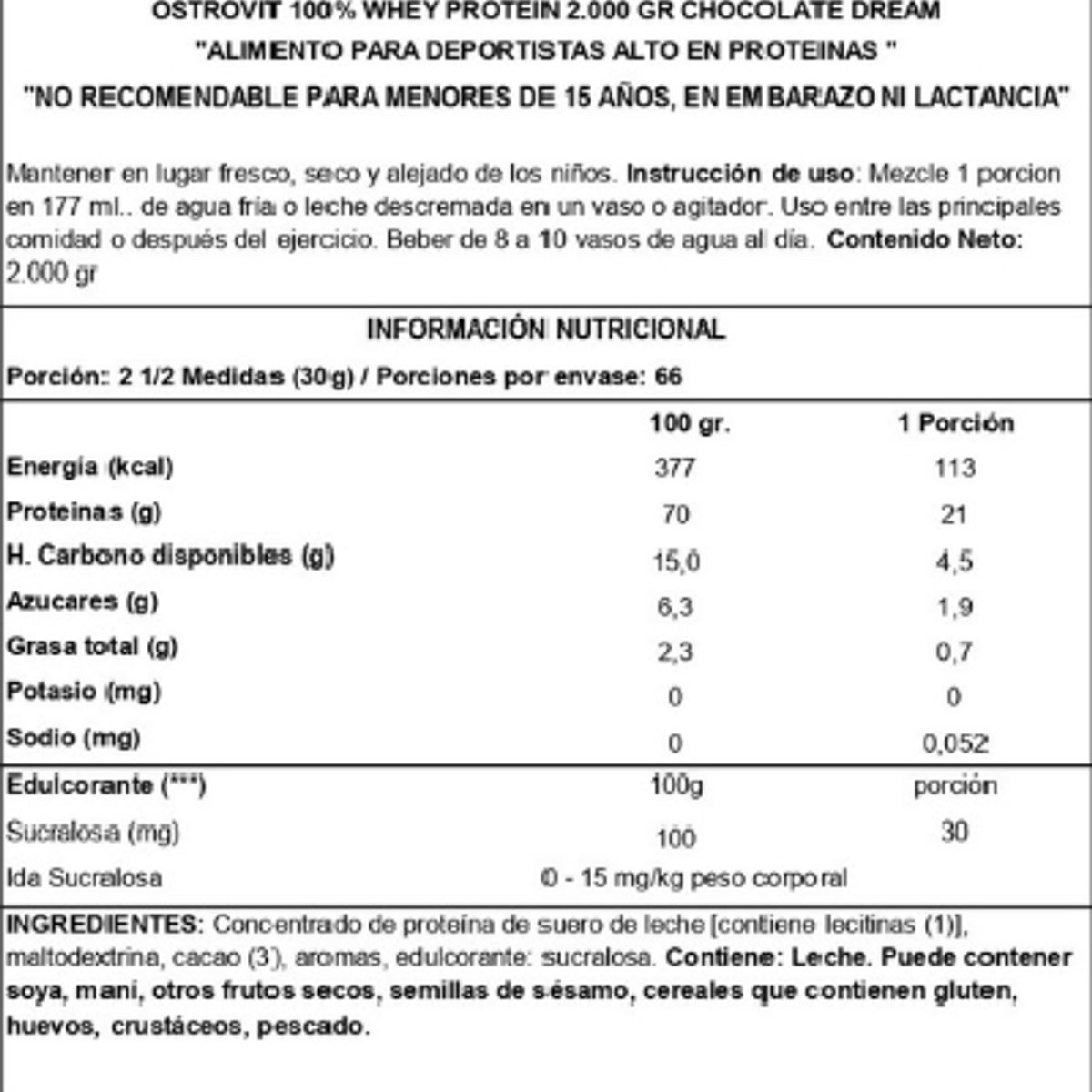 OSTROVIT - Proteína OstroVit 100% Whey 2000 gr - French Vainilla