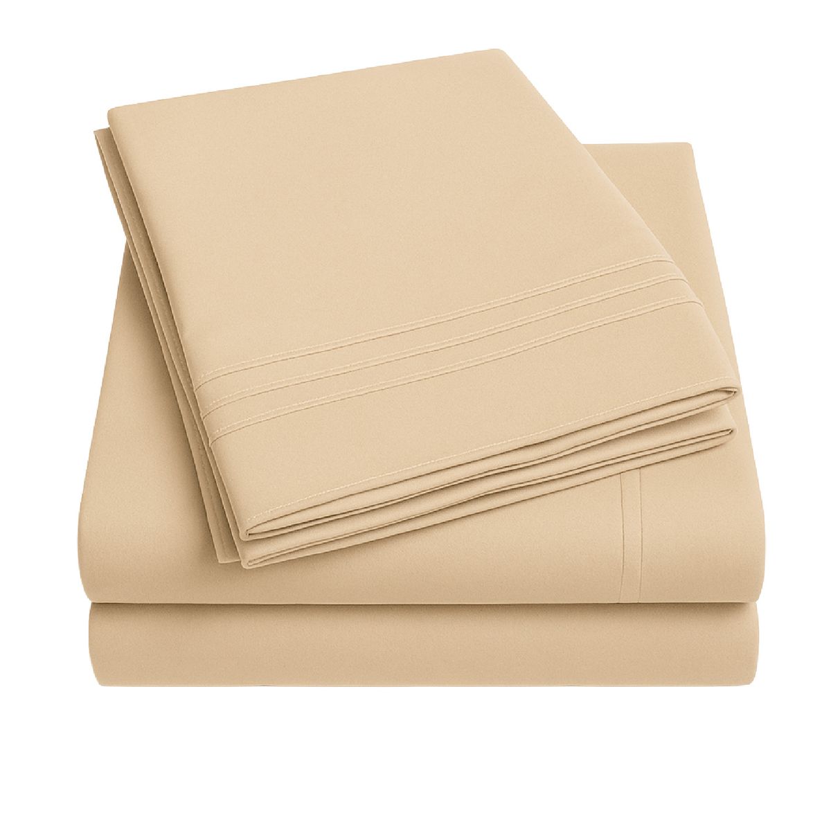 VINCENZI - Juego Sábanas King Beige Suave con Fundas y Ajuste Elástico Vincenzi