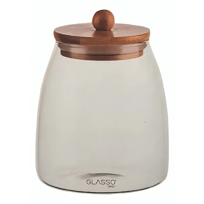 GLASSO - FRASCO VIDRIO L CON TAPA DE BAMBOO GLASSO DAILY