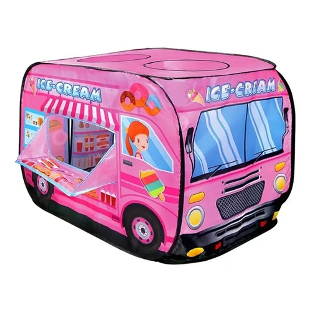 GENERICO - Carpa Forma Carrito De Helado Infantil Plegable Rosada Niñas
