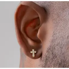 GENERICO - Arete cruz seis circonias oro laminado 18k