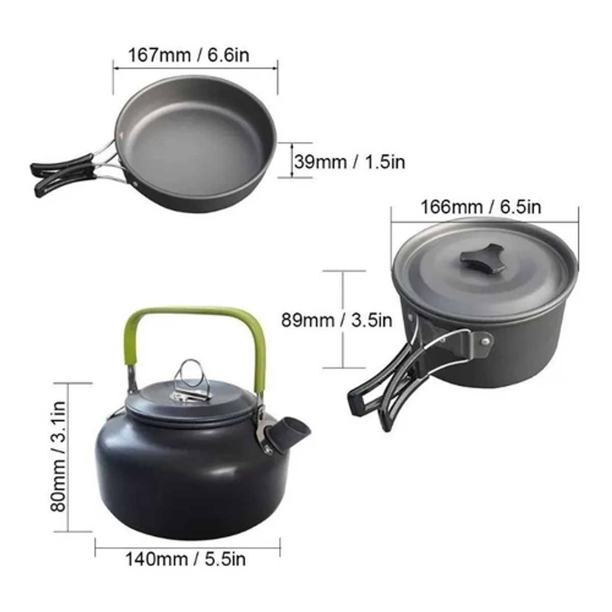 GENERICO - Set Ollas Camping 8 Piezas Olla Sarten Tetera Utensilios