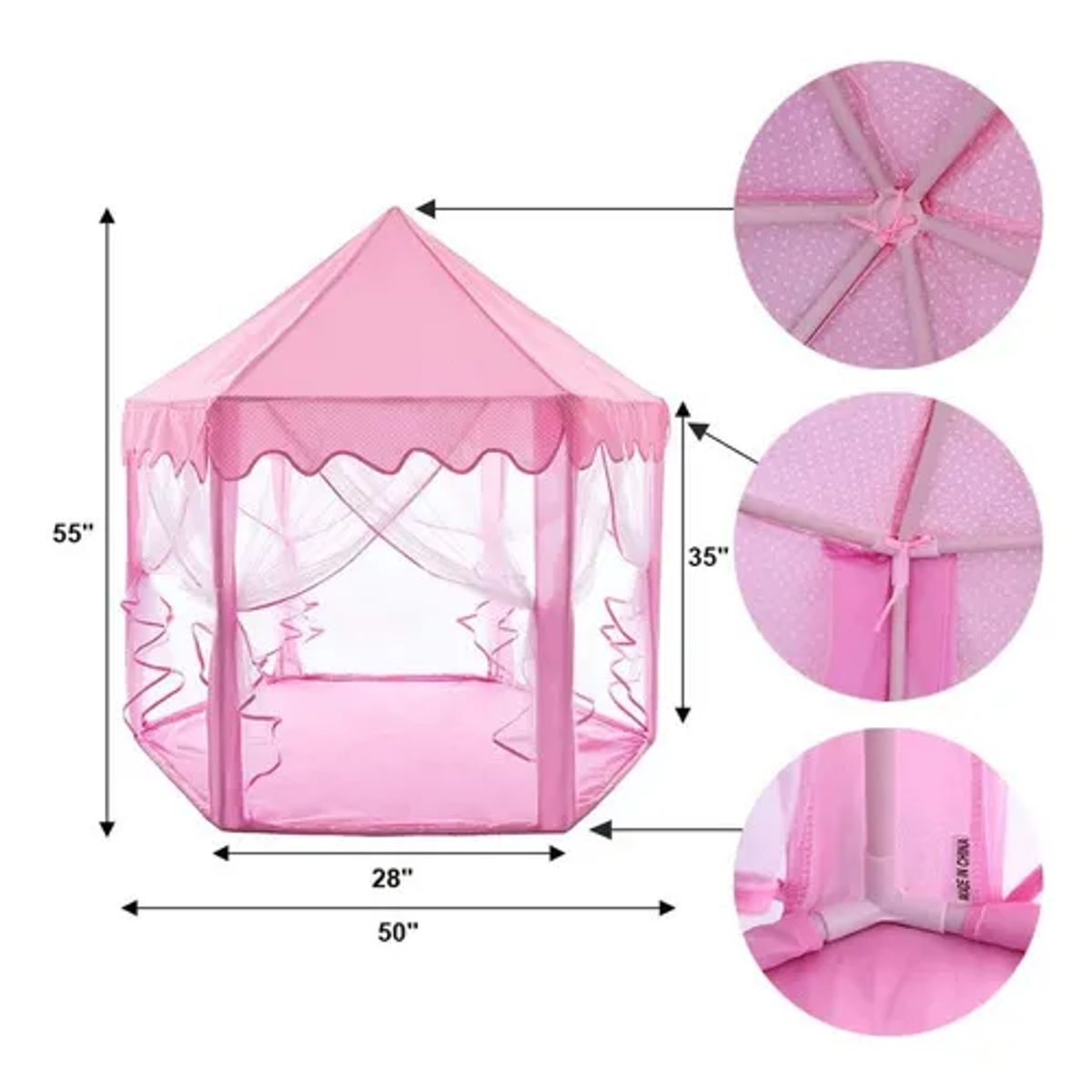 GENERICO - Carpa Infantil Castillo Princesa Malla Niña Portátil Rosado Rosa