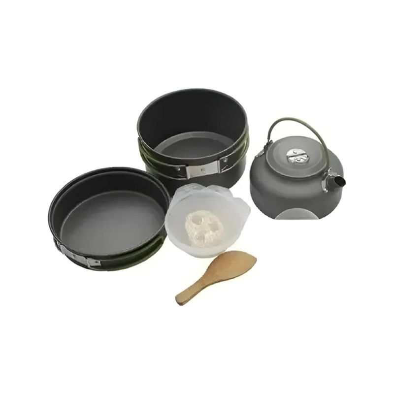 GENERICO - Set De Ollas Y Tetera Camping 10 Piezas 95435