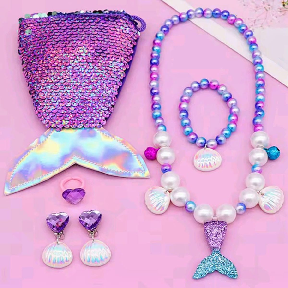 GENERICO - Set cartera 12 cm y accesorios de sirena para niña