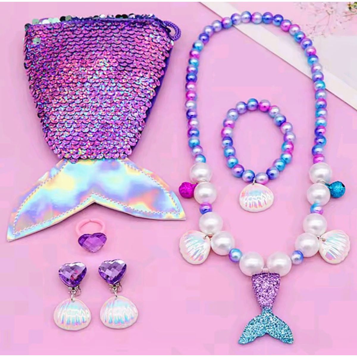 GENERICO - Set cartera 12 cm y accesorios de sirena para niña