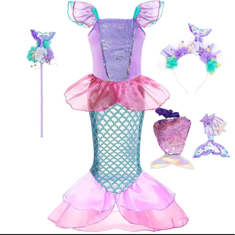 GENERICO - Set disfraz y accesorios de sirena para niña talla 110