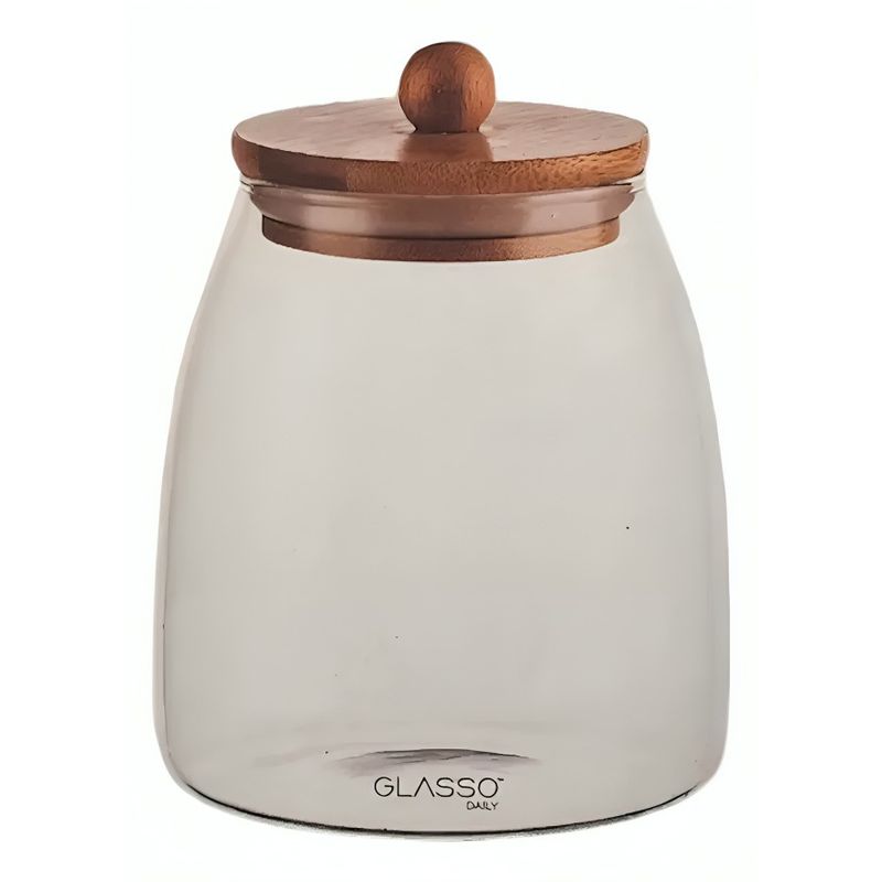 GLASSO - FRASCO VIDRIO L CON TAPA DE BAMBOO GLASSO DAILY