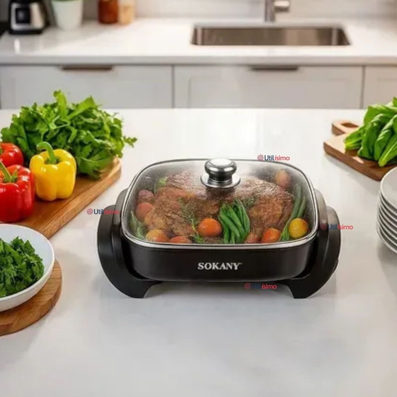 SOKANY - Sartén Eléctrico Sokany 1500W Olla Antiadherente Multifuncional