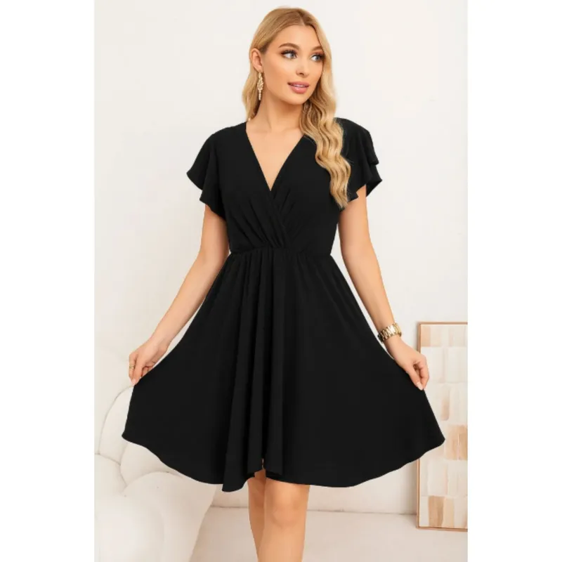 LIKE SHOP - Vestido Midi Mujer Manga Corta Semi Formal Liso Colores 3398