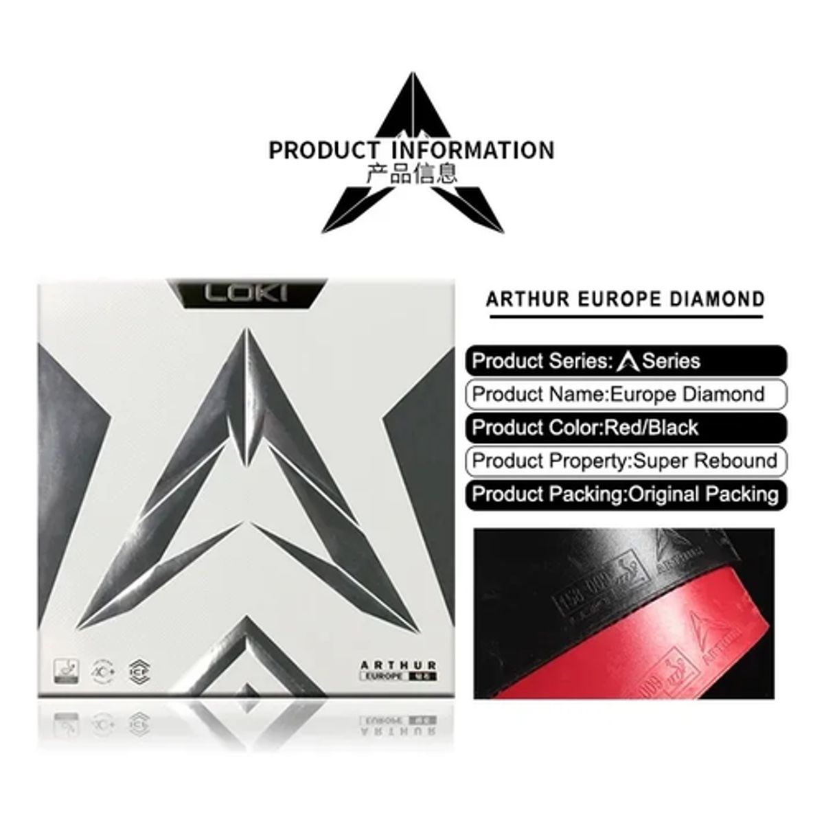 GENERICO - Goma Profesional Tenis Mesa Loki Arthur Europa Roja