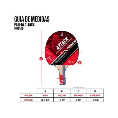 Imagen 2 del producto Paleta Tenis Mesa Attack Torpedo Competition