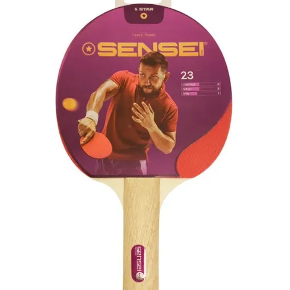 GENERICO - Paleta Ping Pong Sensei 1 RojaNegra