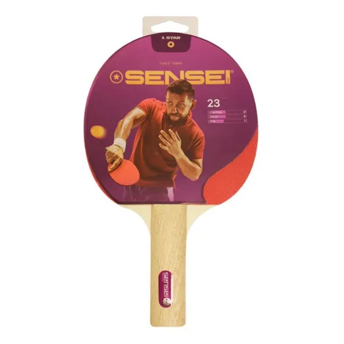 GENERICO - Paleta Ping Pong Sensei 1 RojaNegra