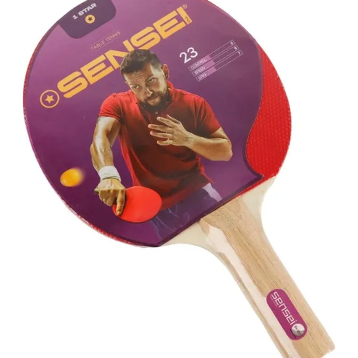 GENERICO - Paleta Ping Pong Sensei 1 RojaNegra