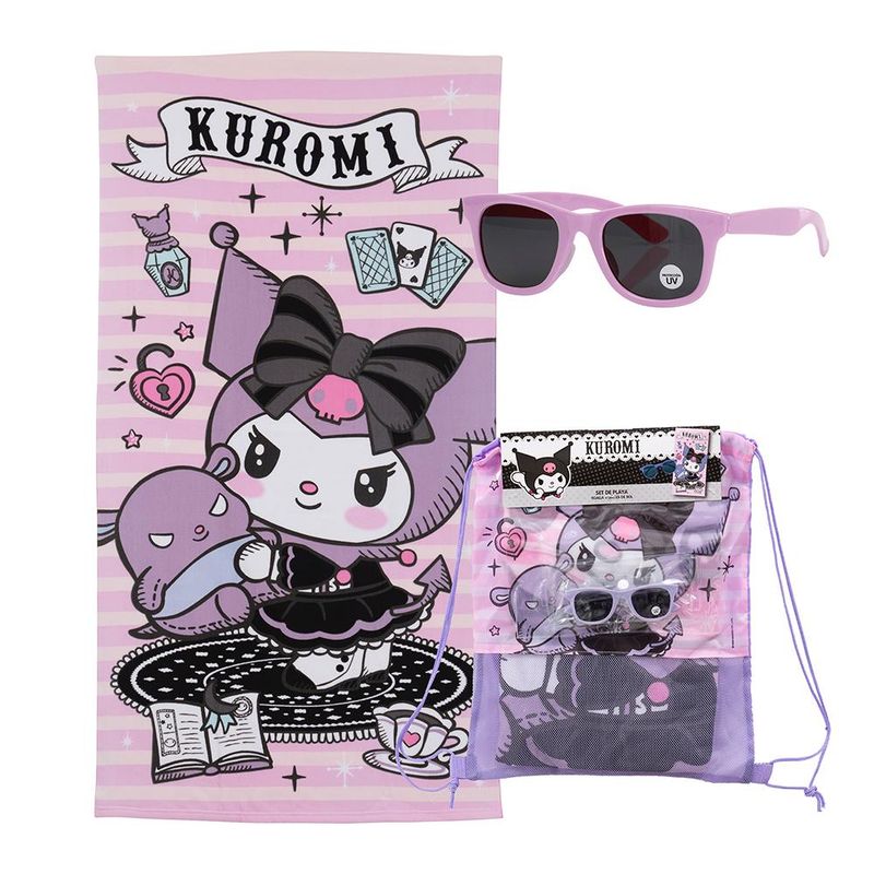 MASHINI - Toalla De Playa Infantil 70x140 Con Lentes De Sol Mashini Kuromi Bruja