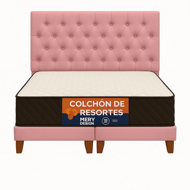 GENERICO - Cama 2 Plazas Rosa Barbie Modelo Top Quality + Colchon Mery Desing