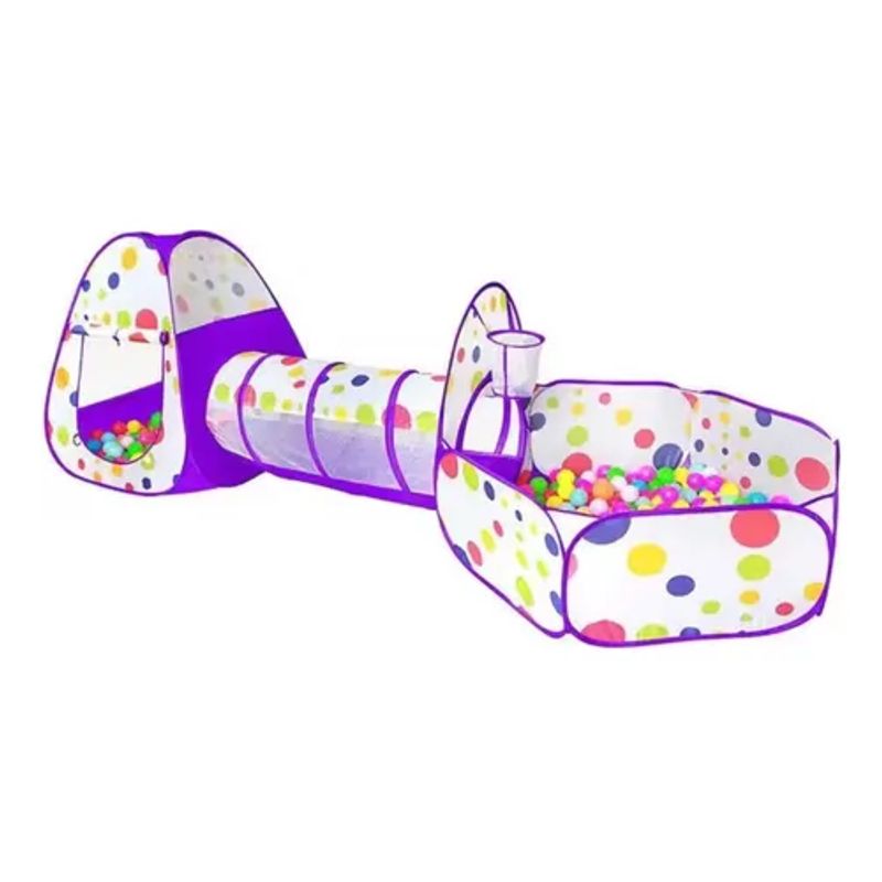 GENERICO - Barraca Cabana Toca Túnel Infantil 3x1 Piscina De Bolinhas Color Lila