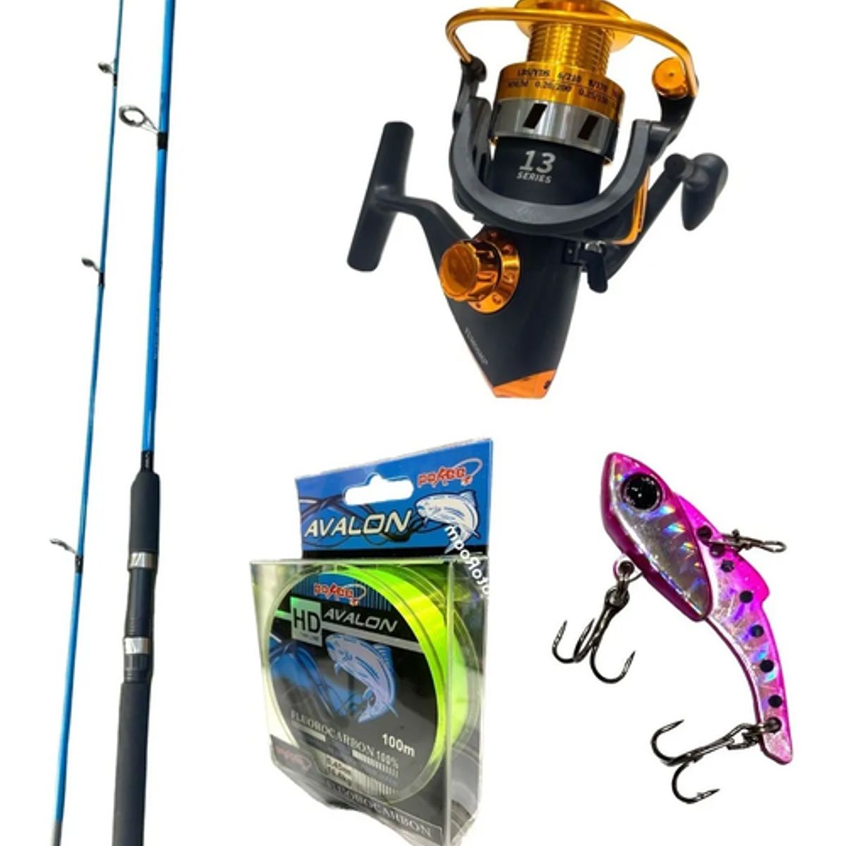 GENERICO - Combo Caña De Pescar Pokee 210m + Carrete + Nylon + Señuelo