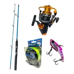GENERICO - Combo Caña De Pescar Pokee 210m + Carrete + Nylon + Señuelo