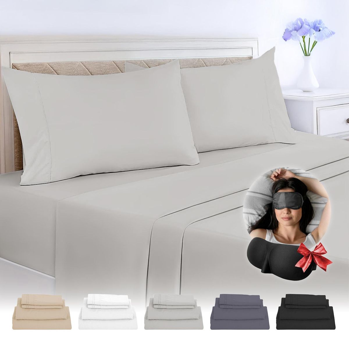 OKAERI - JUEGO DE SABANAS QUEEN 150X200 CM OKAERI - Gris - 2 PLAZAS