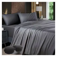 OKAERI - JUEGO DE SABANAS QUEEN 150X200 CM - Gris oscuro - 2 PLAZAS