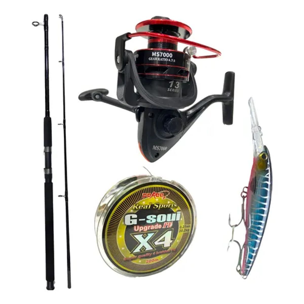 GENERICO - Combo Caña De Pescar Botera 18m +carrete+multifilam+señuelo