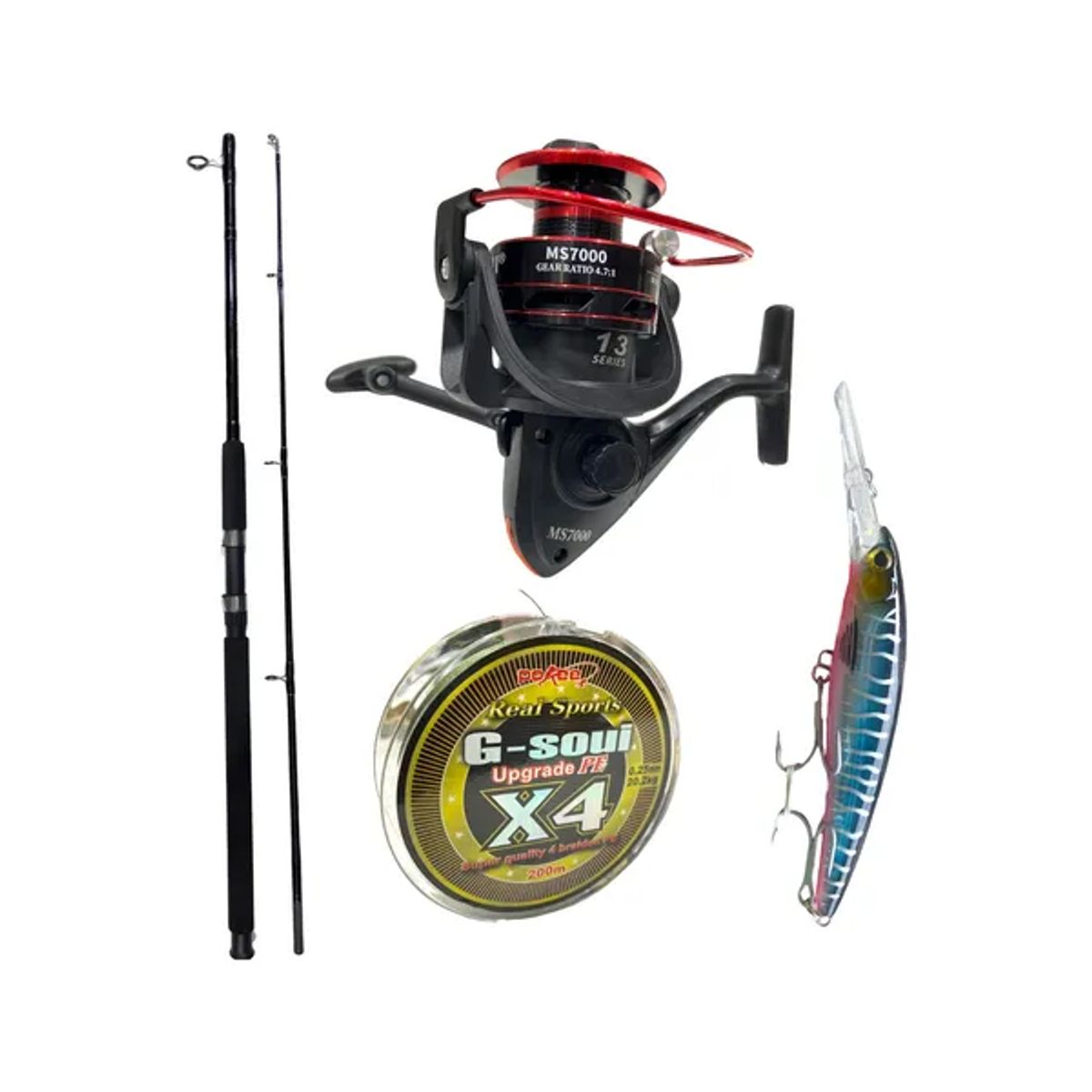 GENERICO - Combo Caña De Pescar Botera 18m +carrete+multifilam+señuelo